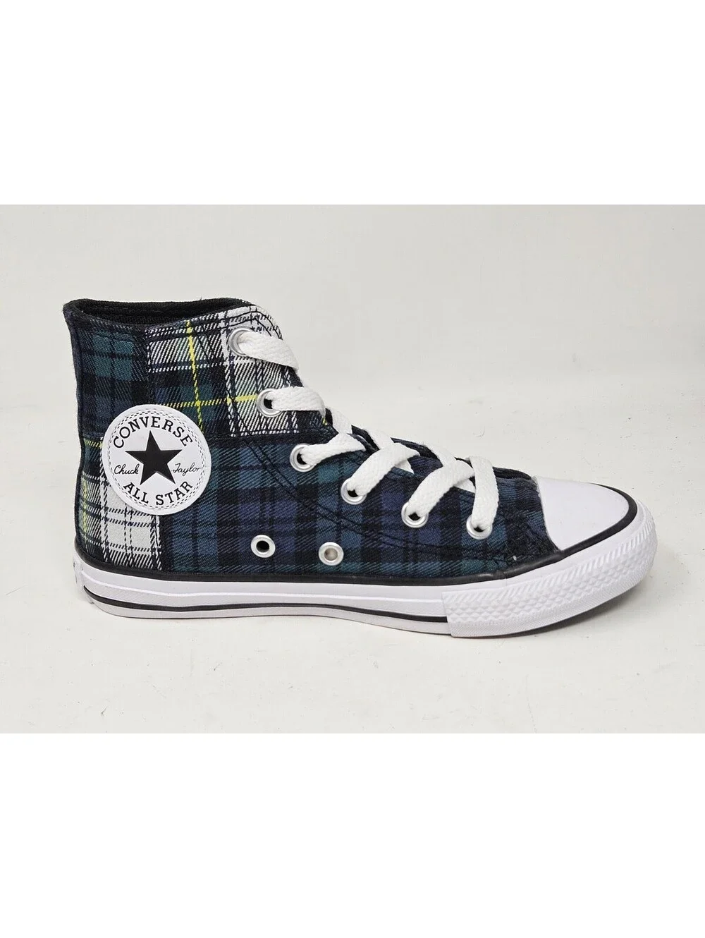 Chuck Taylor All Star Plaid Dragon Scale Green/Navy/White Kids Size 13 SAMPLE